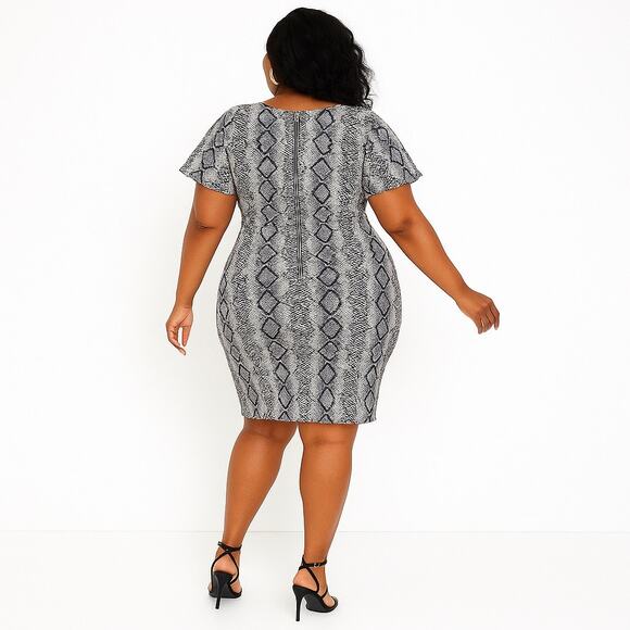 Symphony 3X Reptile Print Knot-Front Bodycon Dress - Picture 2 of 3